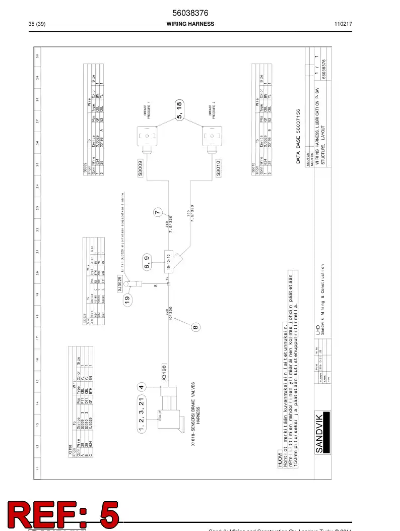56024744 560 247 44 Prewired connector - Sandvik Technical Drawing