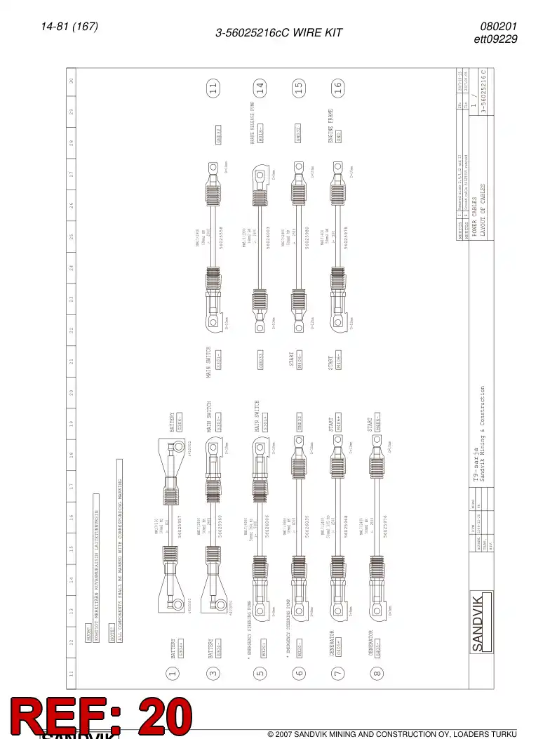 56025216c 560 252 16c Wire kit - Sandvik Technical Drawing