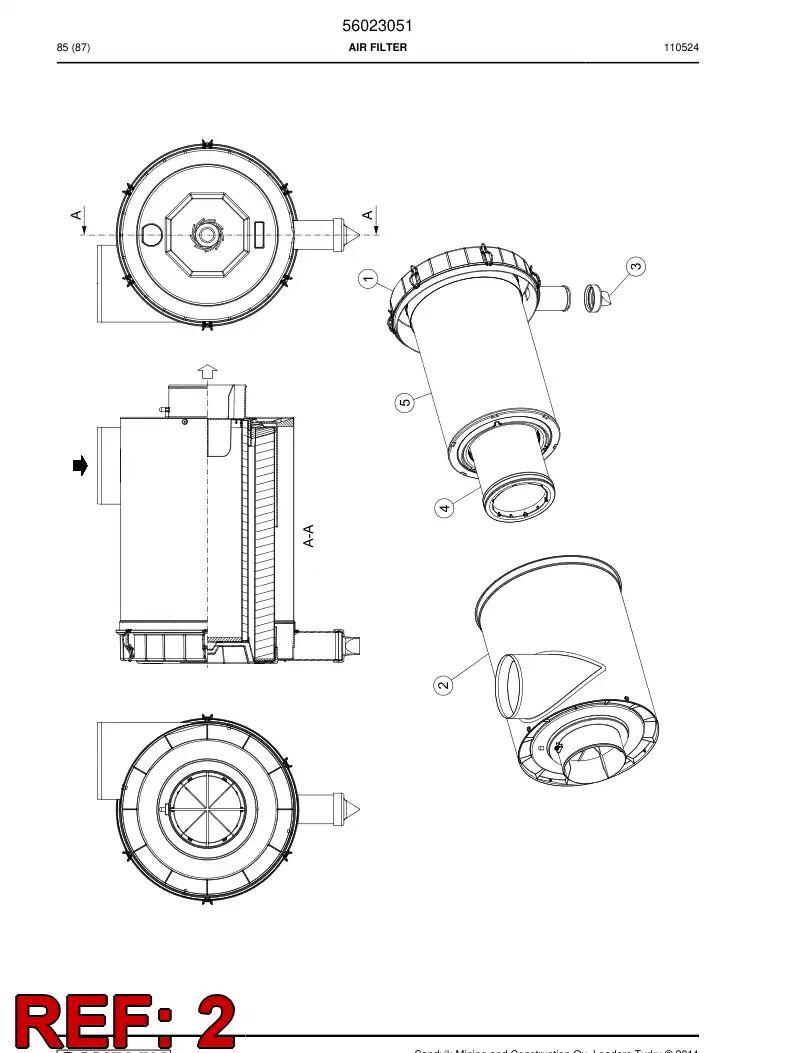 56025291 560 252 91 Filter housing - Sandvik Technical Drawing