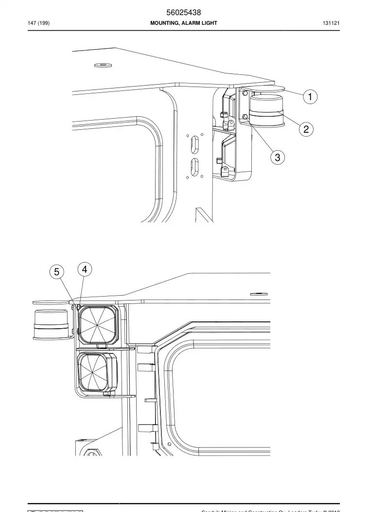 56025438 560 254 38 Mounting, Alarm Light - Sandvik Technical Drawing