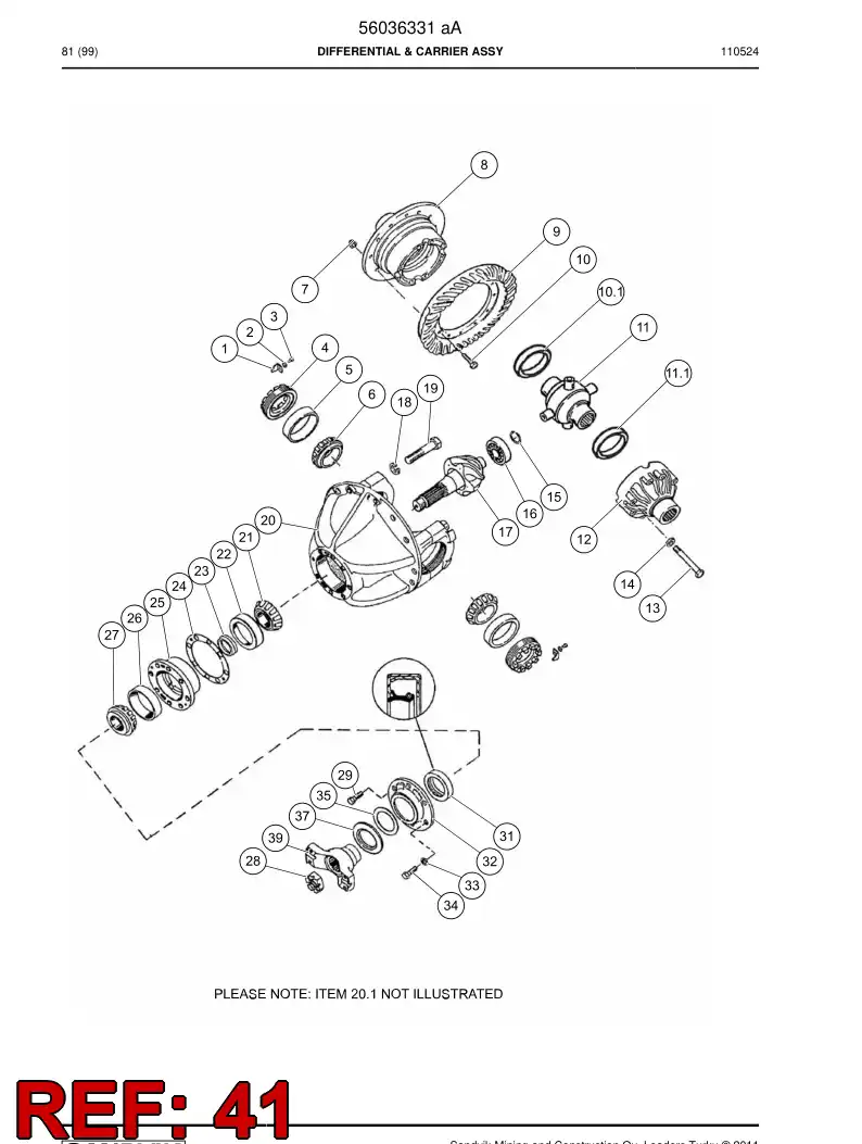 56025549 560 255 49 Differential assembly - Sandvik Technical Drawing