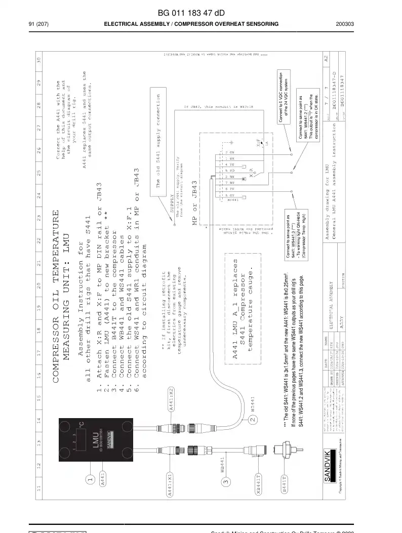 56025564 560 255 64 CABLE - Sandvik Technical Drawing