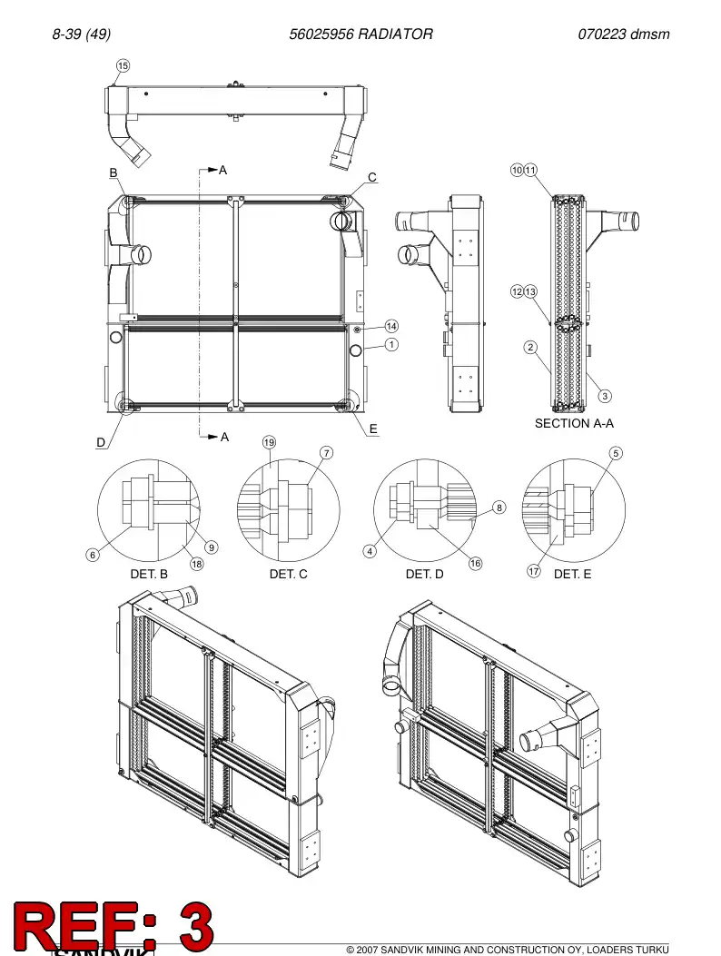 56025947 560 259 47 Support beam - Sandvik Technical Drawing