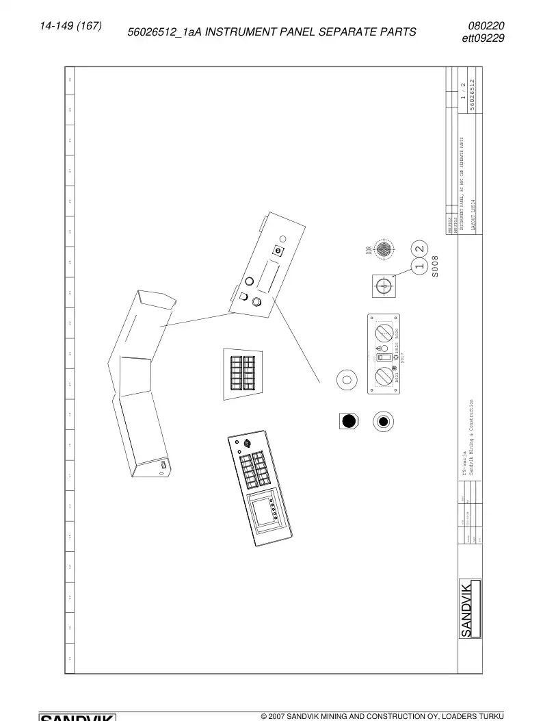 56026512a 560 265 12a INSTRUMENT PRING SEPARATE PARTS - Sandvik Technical Drawing
