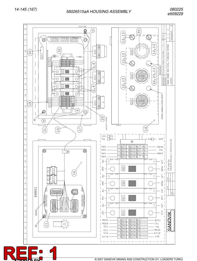 56026515a 560 265 15a Housing assembly - Sandvik Technical Drawing