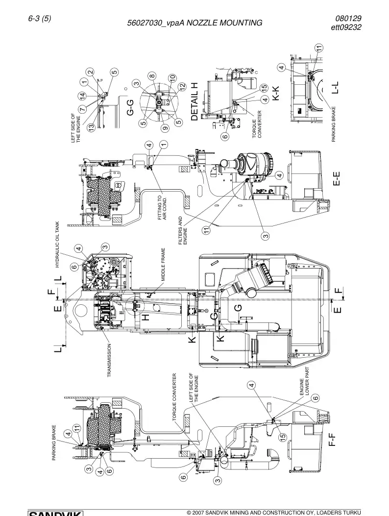 56027030a 560 270 30a Nozzle mounting - Sandvik Technical Drawing