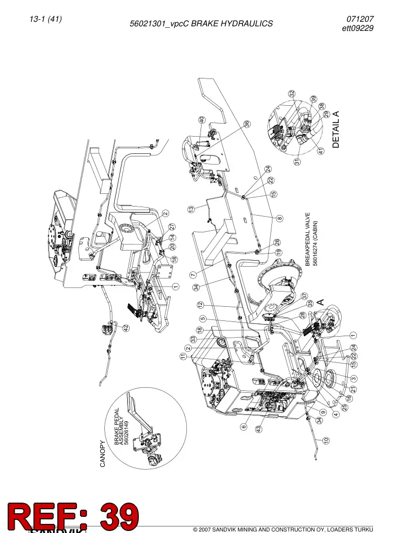 56027075 560 270 75 Hydraulic hose - Sandvik Technical Drawing