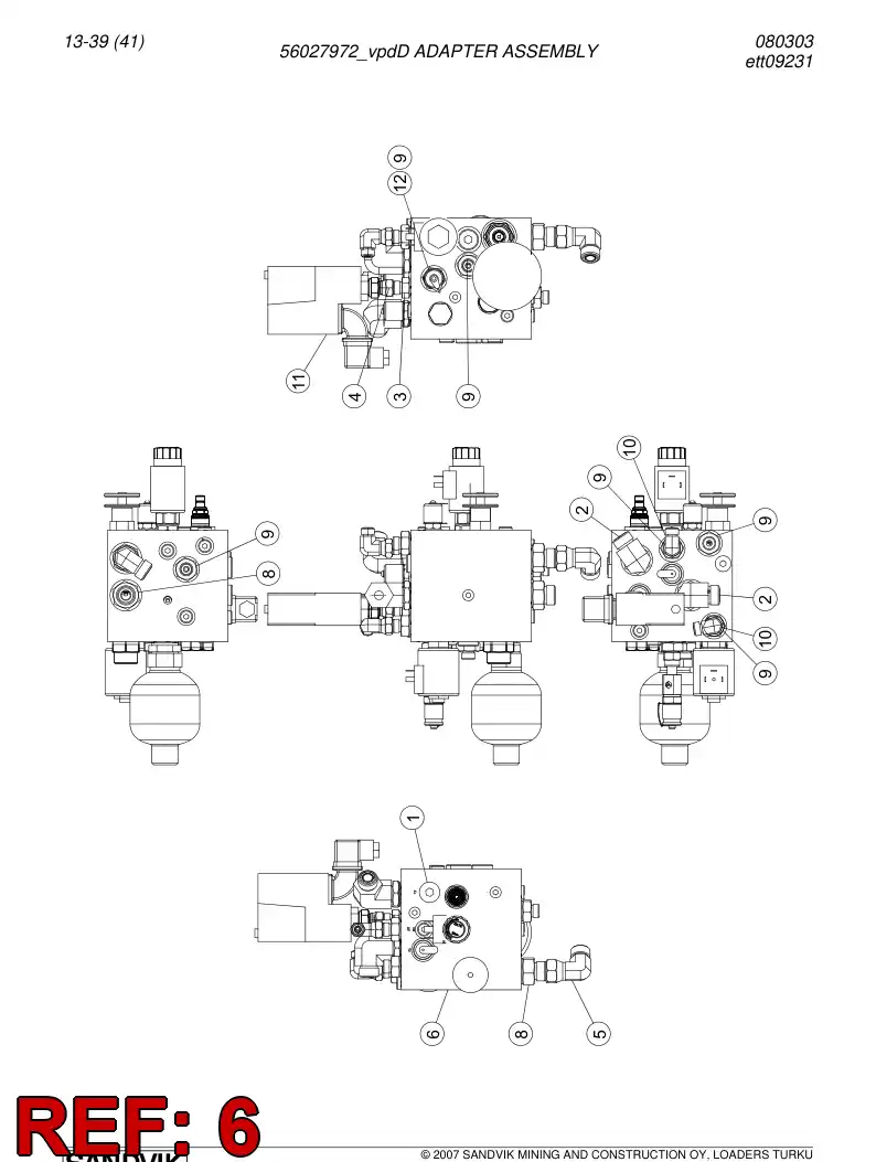 56027740 560 277 40 Valve block - Sandvik Technical Drawing