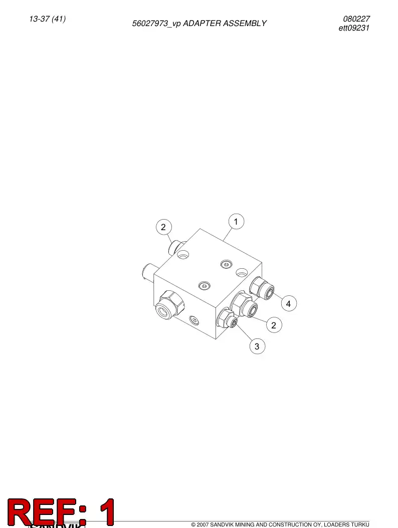 56027743 560 277 43 Valve block - Sandvik Technical Drawing