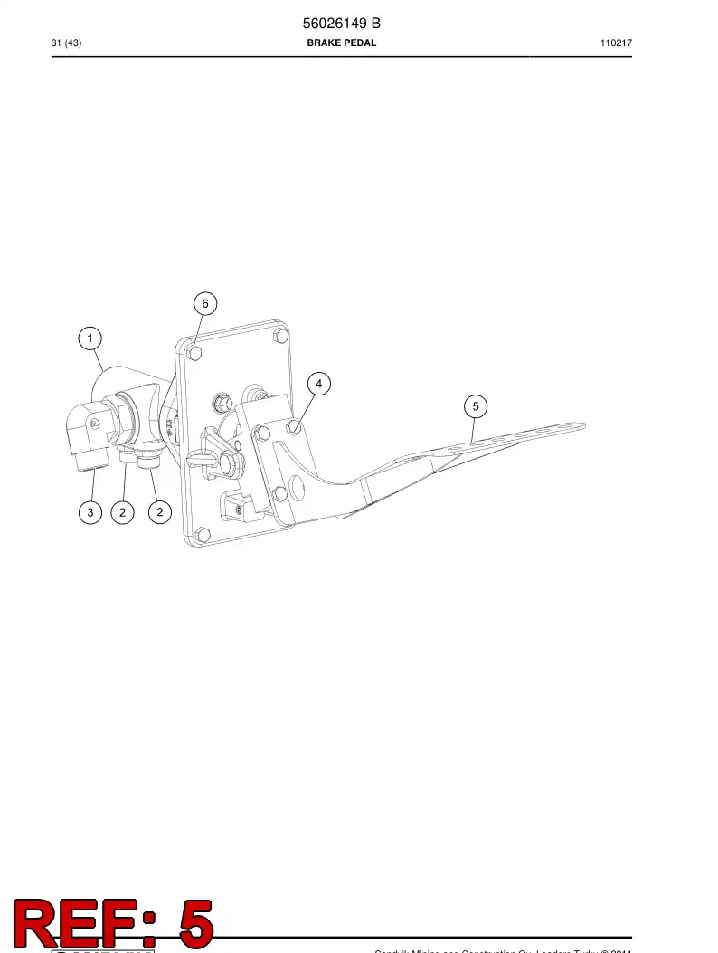 56028031 560 280 31 Pedal plate - Sandvik Technical Drawing