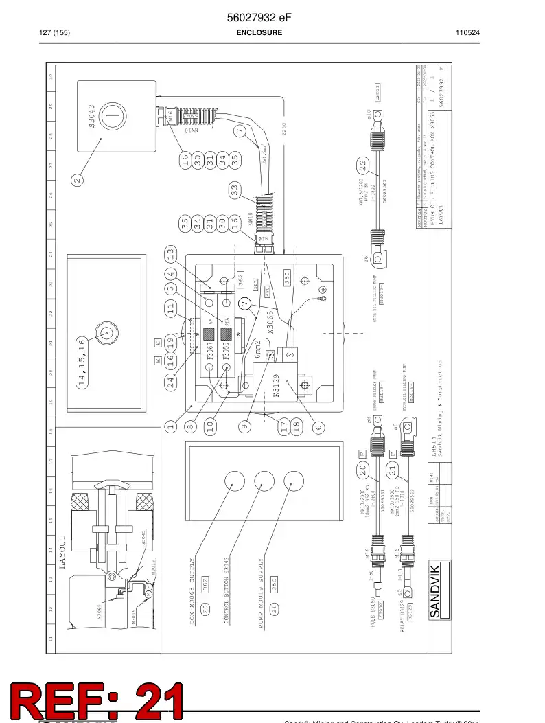 56029562 560 295 62 Wiring harness - Sandvik Technical Drawing