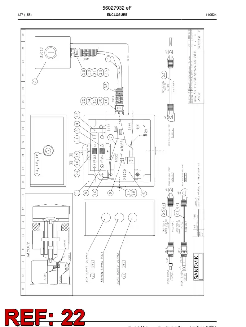 56029563 560 295 63 Wiring harness - Sandvik Technical Drawing