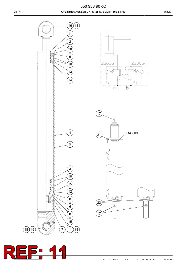 56029755 560 297 55 Wiper - Sandvik Technical Drawing