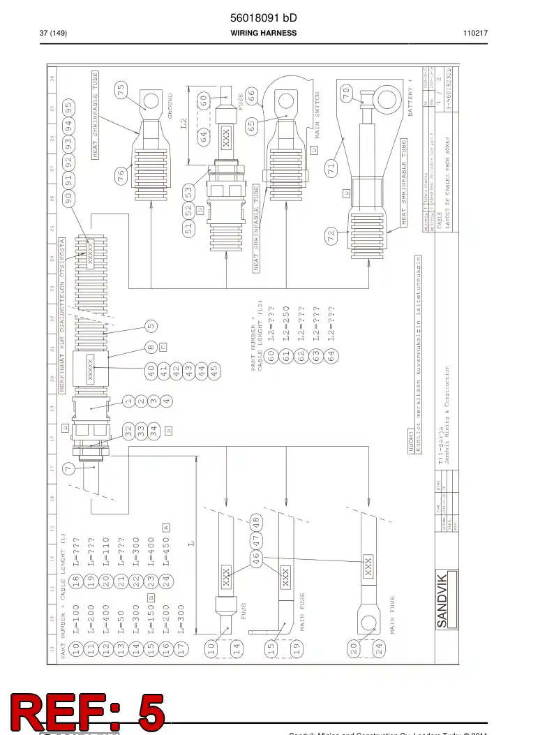 56030861 560 308 61 Shrinking conduit - Sandvik Technical Drawing