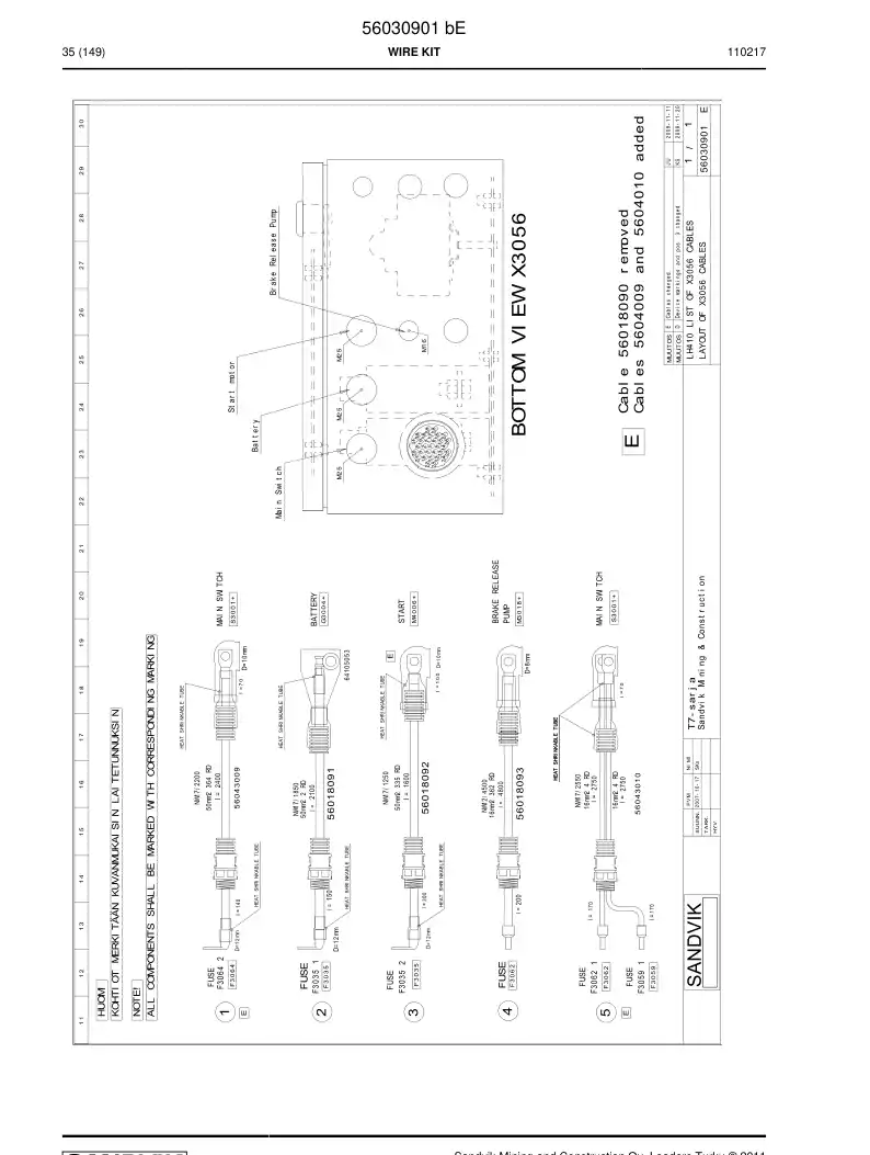 56030901b 560 309 01b WIRE KIT - Sandvik Technical Drawing