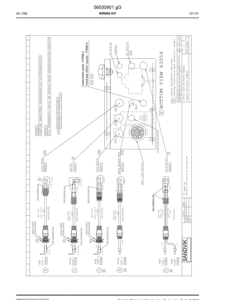 56030901g 560 309 01g Wiring Kit - Sandvik Technical Drawing