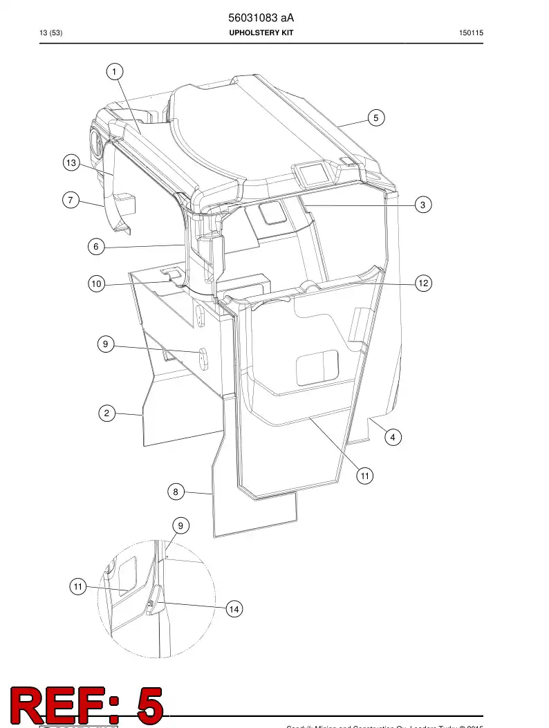56031298 560 312 98 Plate, Lining - Sandvik Technical Drawing