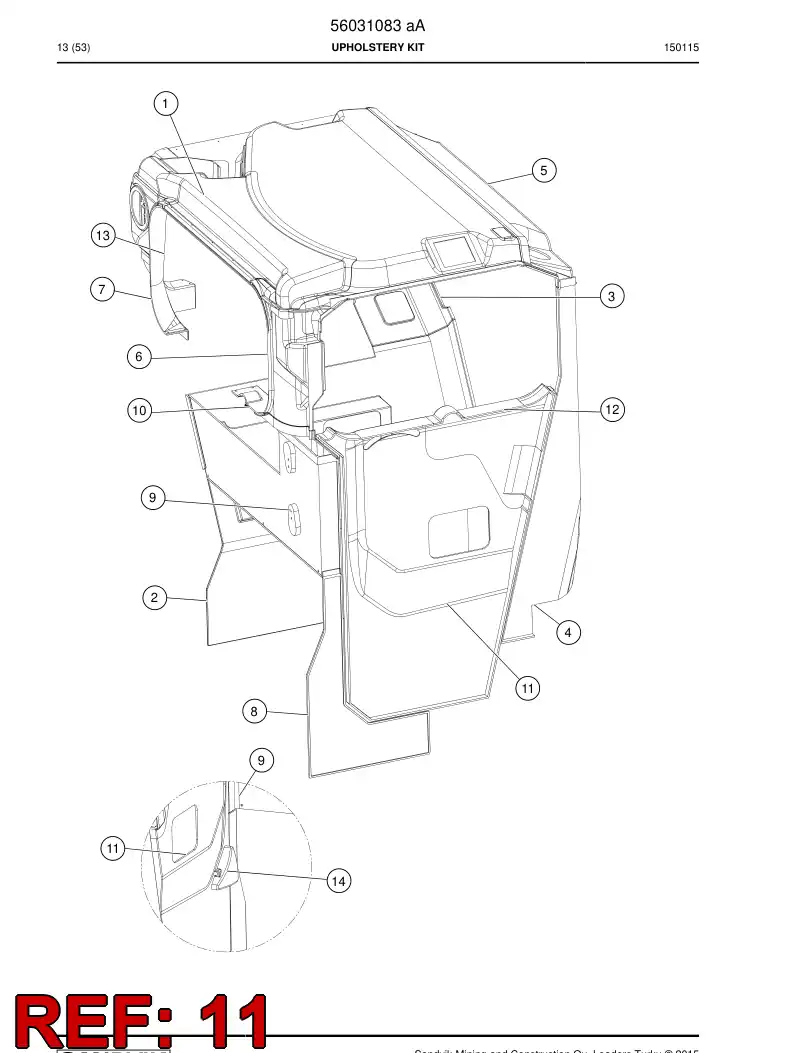 56031299 560 312 99 Plate, Lining - Sandvik Technical Drawing