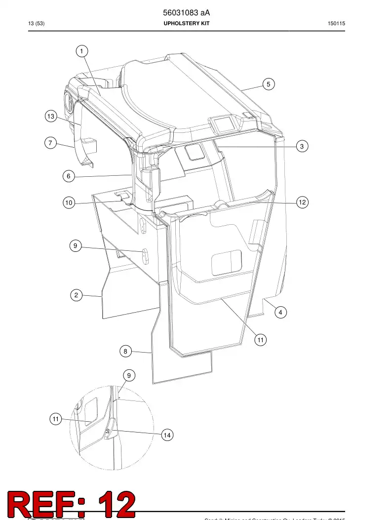 56031300 560 313 00 Plate, Lining - Sandvik Technical Drawing