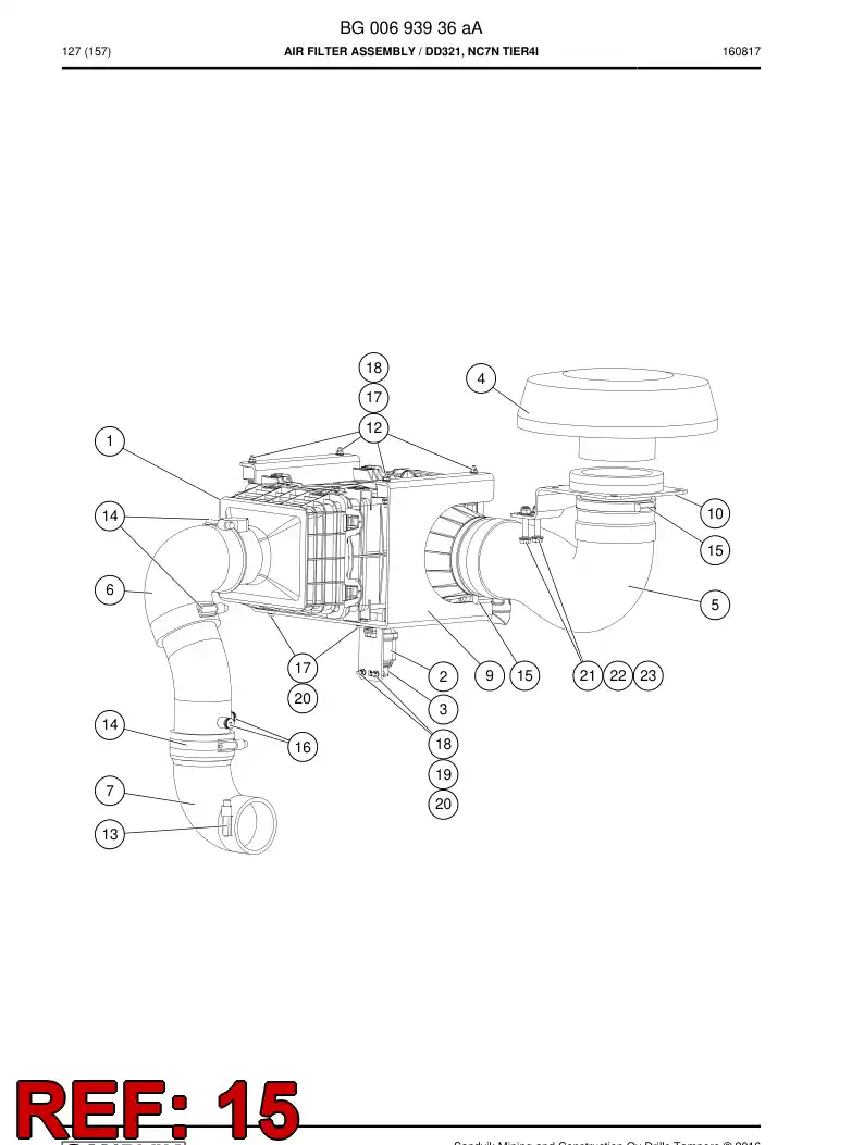 56031343 560 313 43 Clamp, Hose - Sandvik Technical Drawing