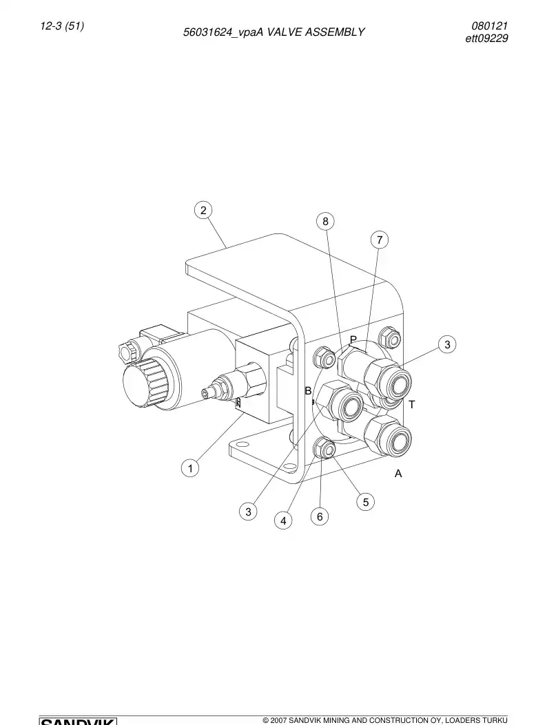 56031624a 560 316 24a VALVE ASSEMBLY - Sandvik Technical Drawing