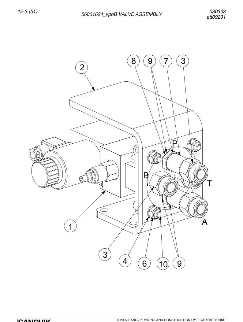 56031624b 560 316 24b VALVE ASSEMBLY - Sandvik Technical Drawing