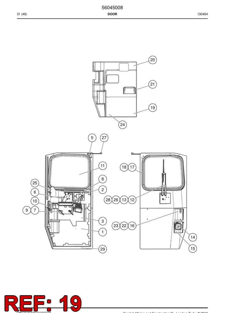 56031847 560 318 47 Plate, Lining - Sandvik Technical Drawing