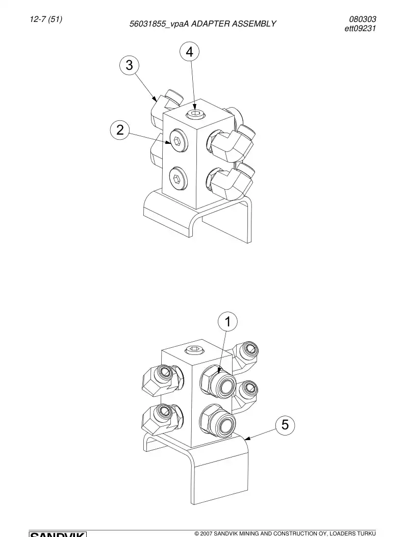 56031855a 560 318 55a ADAPTER ASSEMBLY - Sandvik Technical Drawing