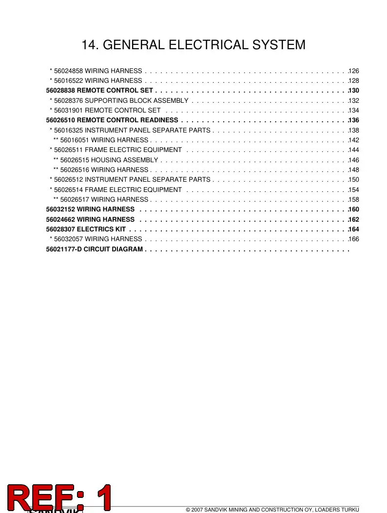 56032057 560 320 57 WIRING HARNESS - Sandvik Technical Drawing
