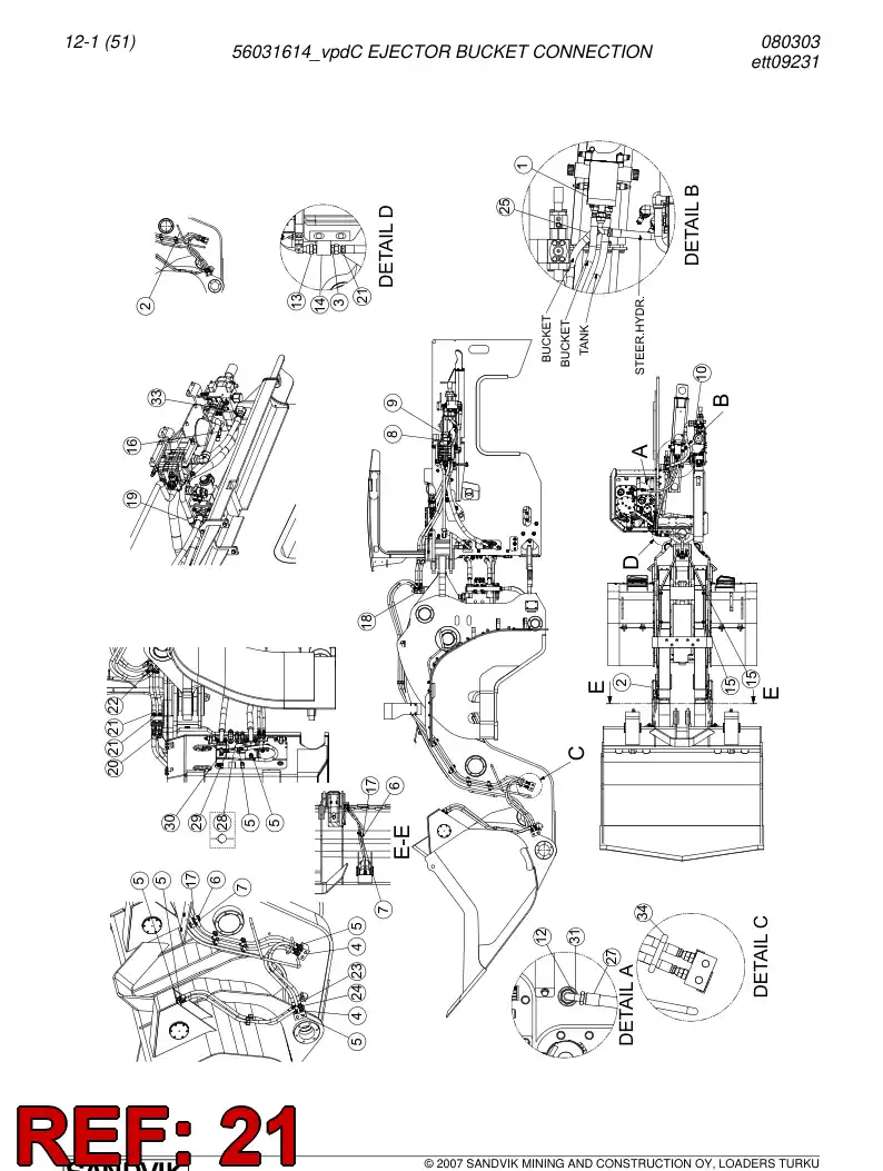 56032881 560 328 81 Hydraulic hose - Sandvik Technical Drawing