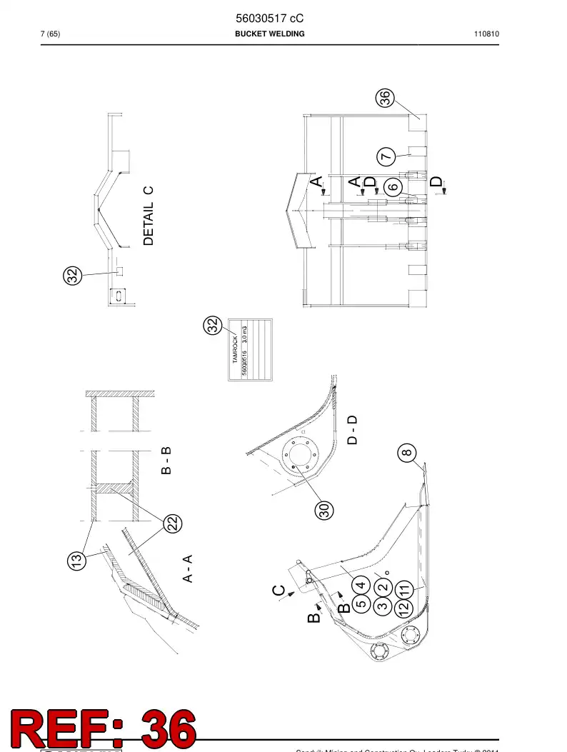 56035052 560 350 52 Wear plate - Sandvik Technical Drawing