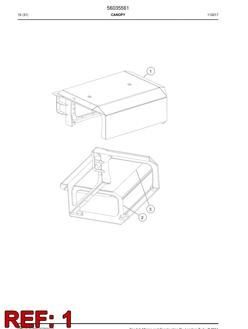 56035557 560 355 57 Canopy - Sandvik Technical Drawing