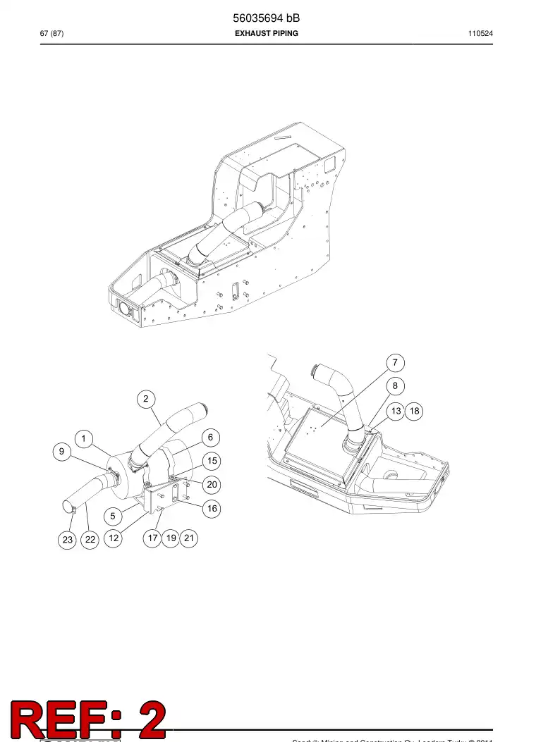 56035715 560 357 15 Exhaust pipe - Sandvik Technical Drawing