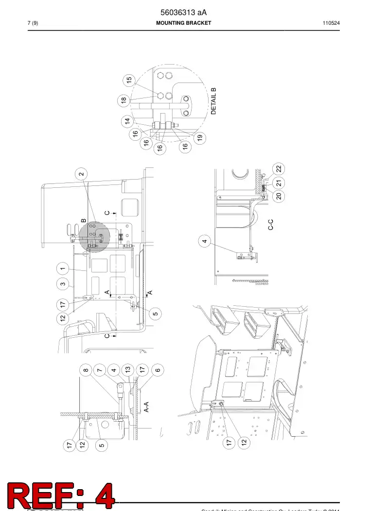 56036307 560 363 07 Mounting bracket - Sandvik Technical Drawing