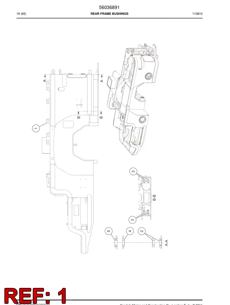 56036892 560 368 92 Rear frame machining - Sandvik Technical Drawing