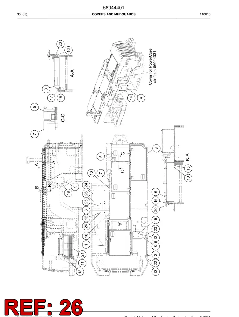 56036931 560 369 31 Cover plate - Sandvik Technical Drawing
