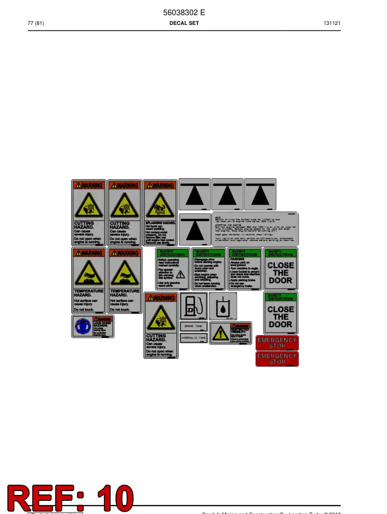 56037262 560 372 62 Warning decal - Sandvik Technical Drawing