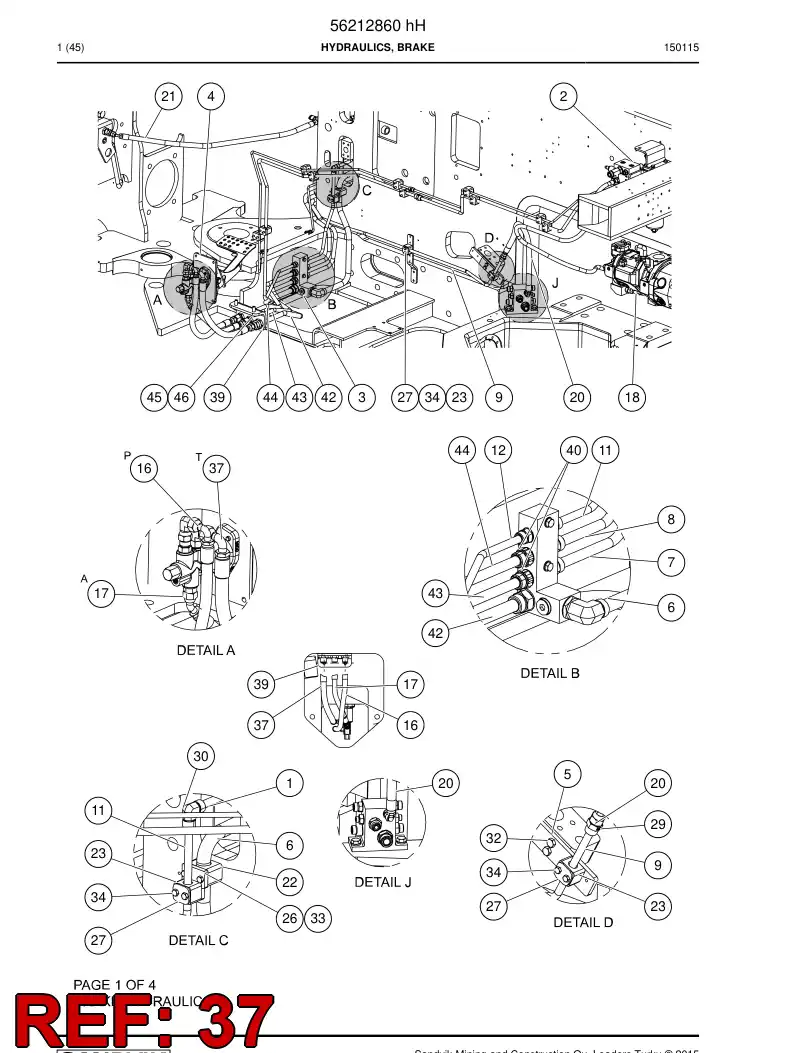 56037387 560 373 87 Hydraulic hose - Sandvik Technical Drawing