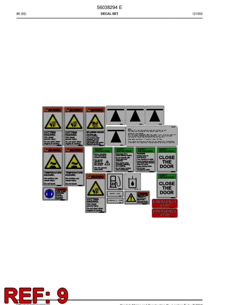 56037562 560 375 62 Warning decal - Sandvik Technical Drawing
