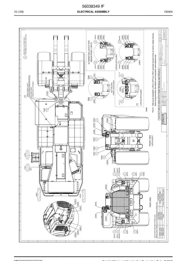 56038349b 560 383 49b FRAME ELECTRIC EQUIPMENT - Sandvik Technical Drawing