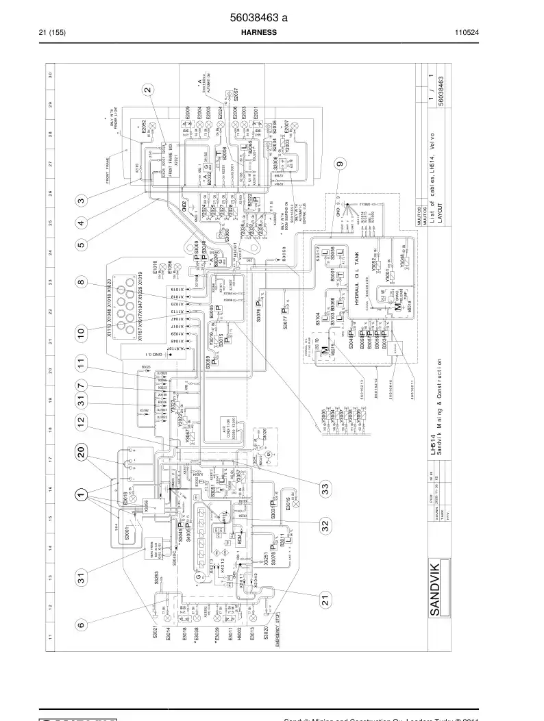 56038463a 560 384 63a HARNESS - Sandvik Technical Drawing