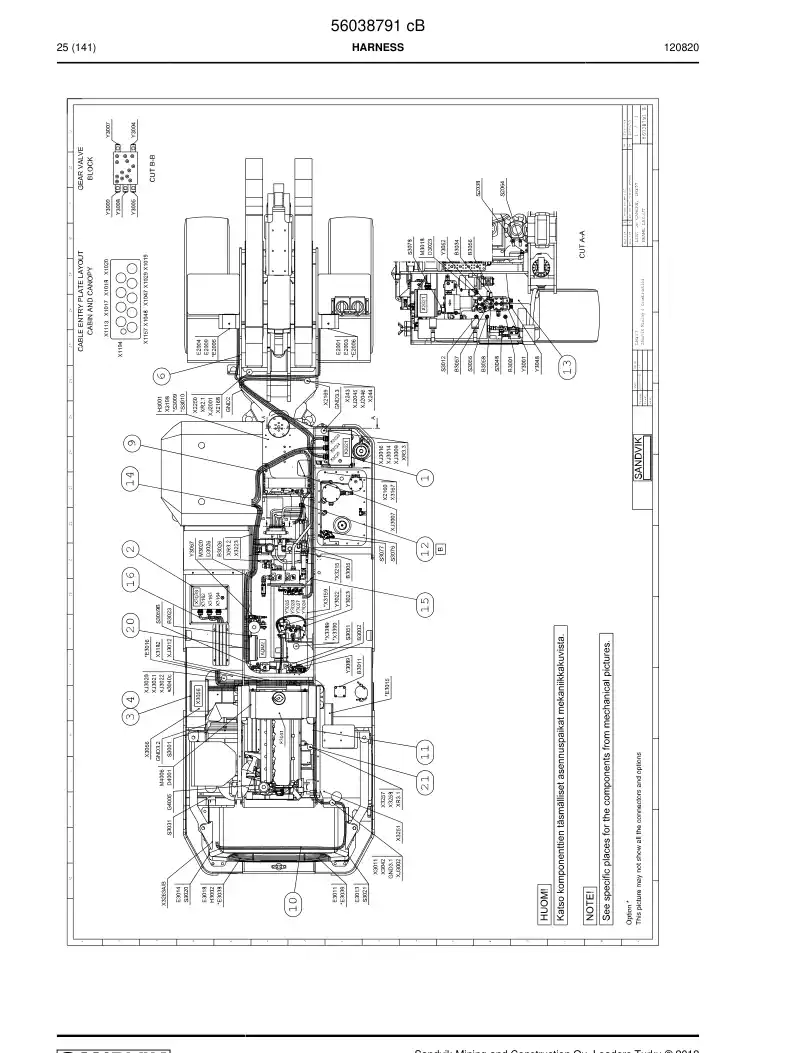 56038791c 560 387 91c HARNESS - Sandvik Technical Drawing