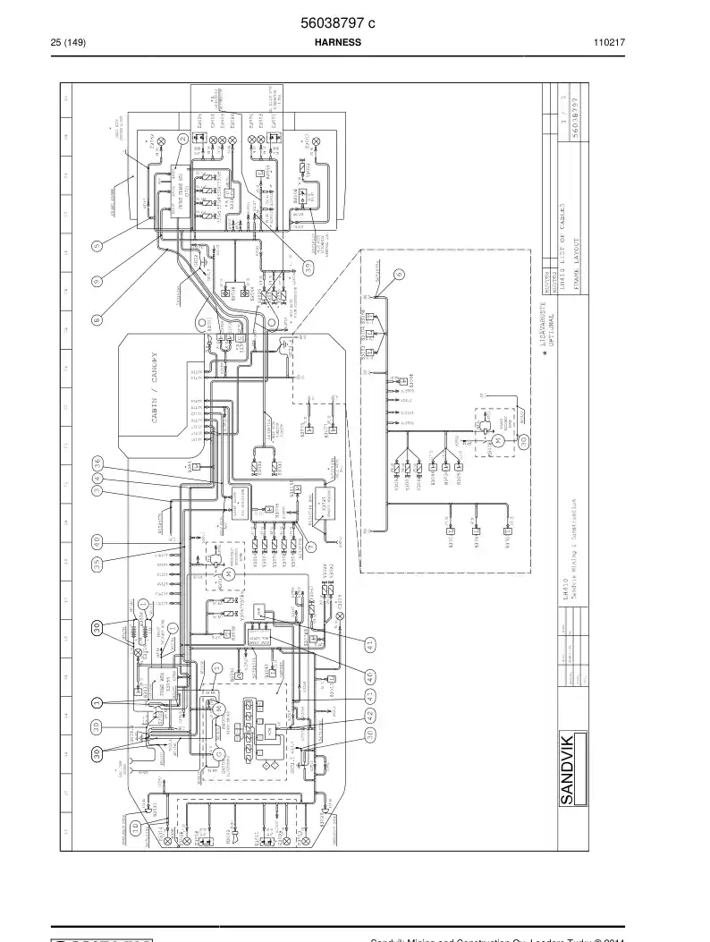 56038797c 560 387 97c HARNESS - Sandvik Technical Drawing