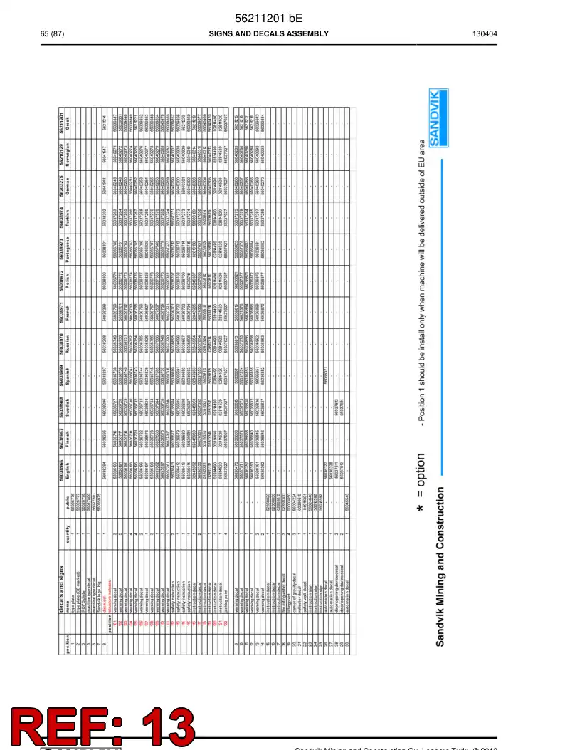 56039843 560 398 43 Decal - Sandvik Technical Drawing