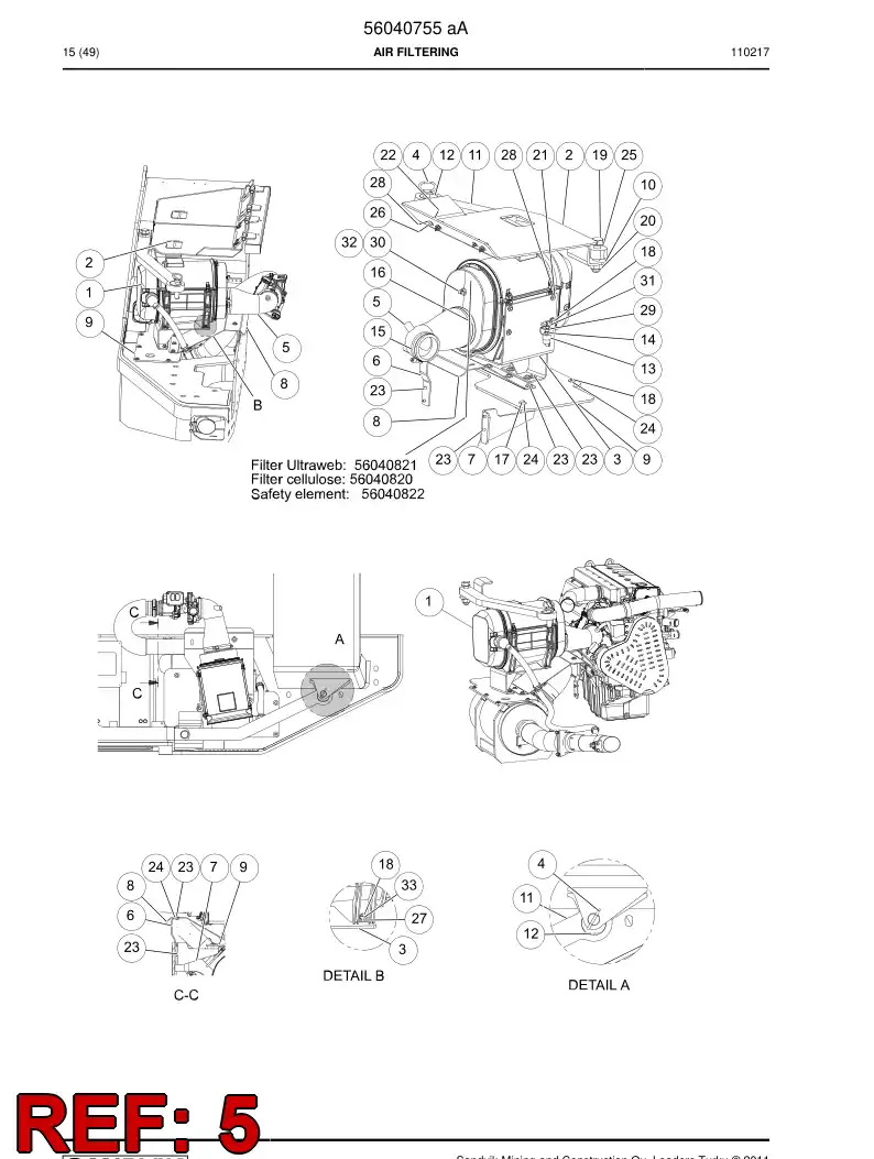 56040462 560 404 62 Suction hose assembly - Sandvik Technical Drawing