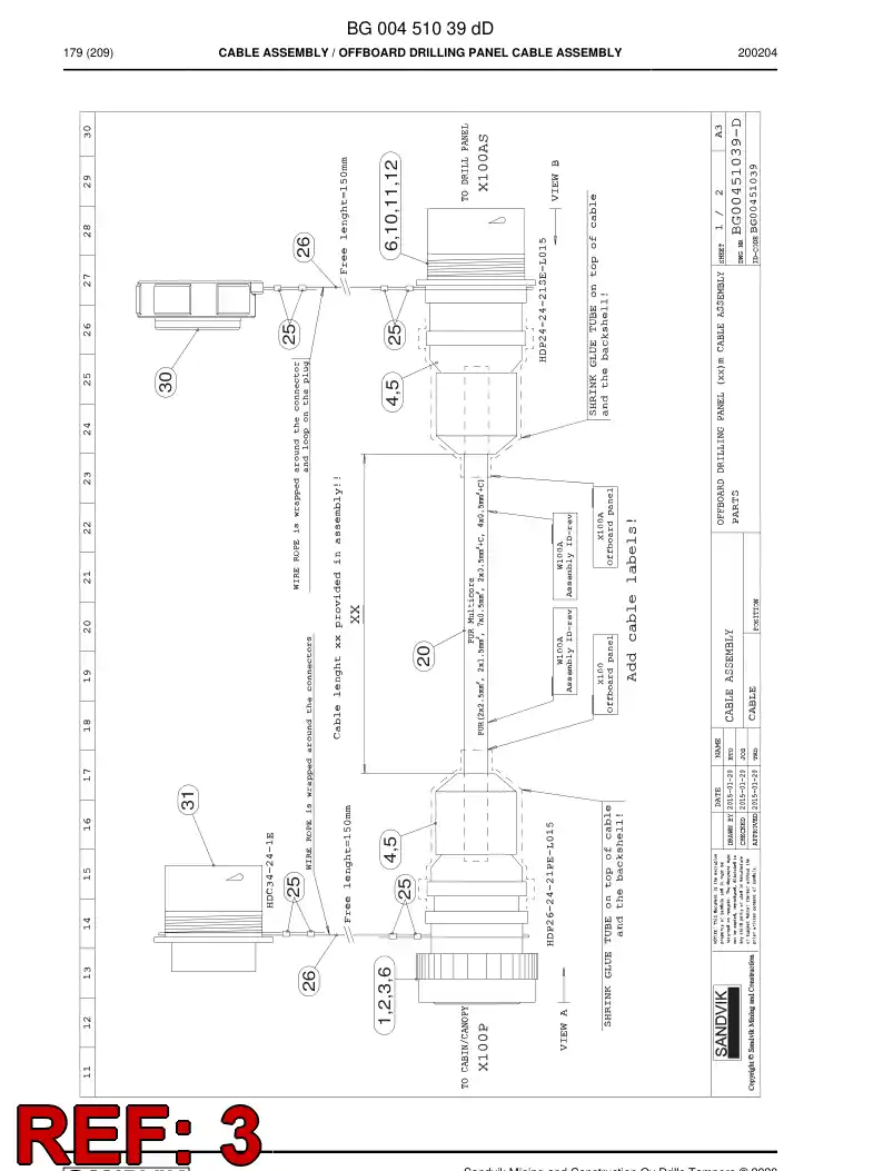 56040468 560 404 68 Connector, Male - Sandvik Technical Drawing