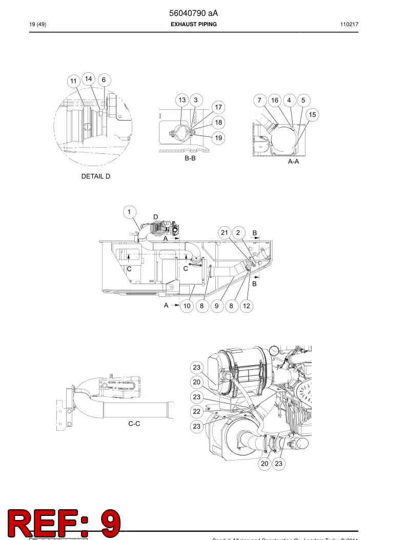 56040654 560 406 54 Pipe, Exhaust - Sandvik Technical Drawing