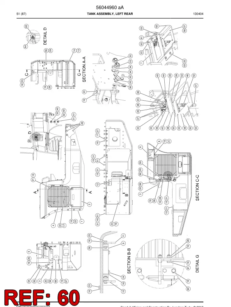 56040972 560 409 72 Hinge - Sandvik Technical Drawing