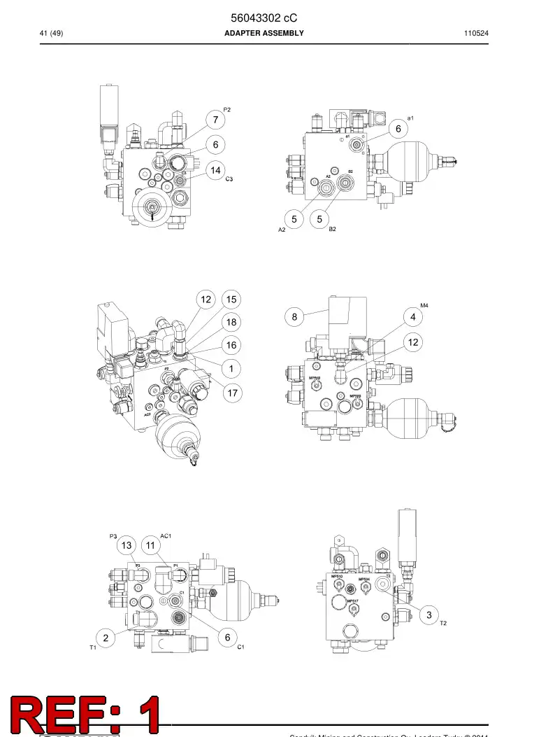 56041170 560 411 70 Valve block - Sandvik Technical Drawing