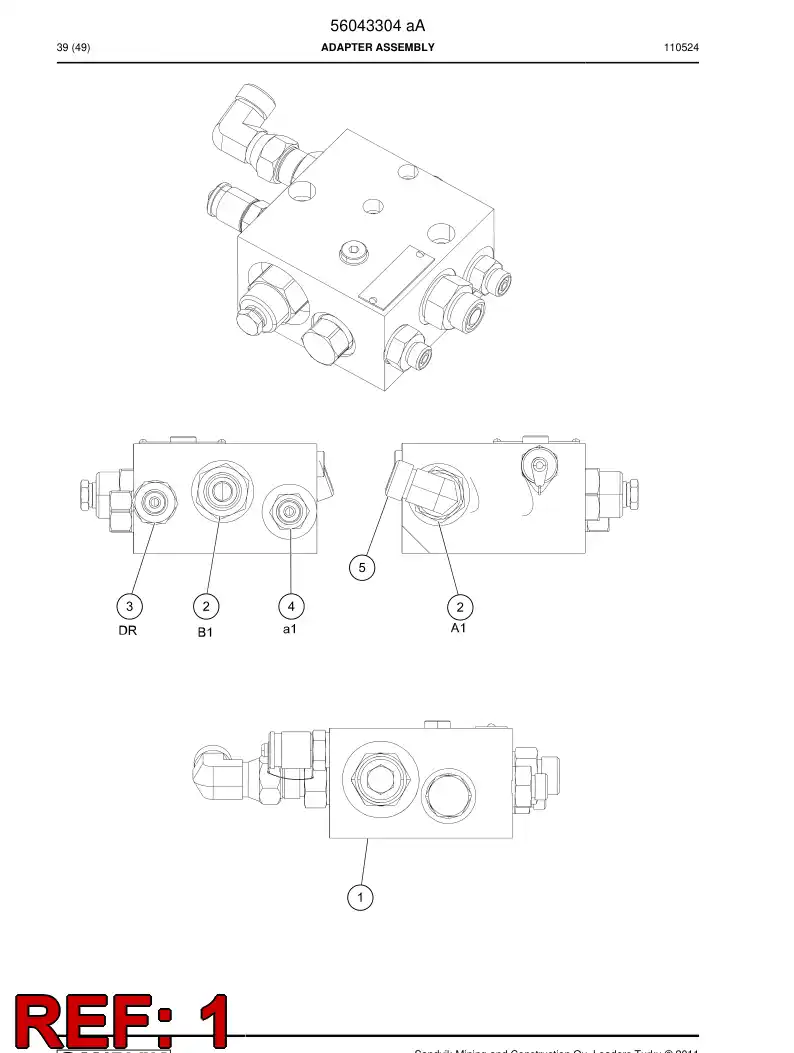 56041171 560 411 71 Valve block - Sandvik Technical Drawing